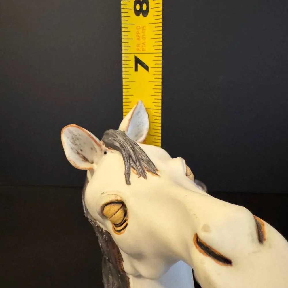Handcrafted Ceramic Horse Figurines Set Of 2 Stamped Bier 2003 Painted White & G - Picture 10 of 16